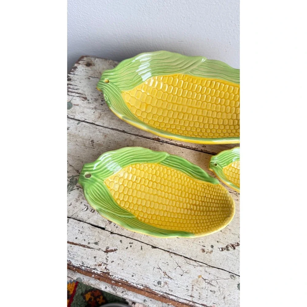 Vintage Weiss Hand Painted Corn Serving Bowls Set of 3 Brazil Yellow CSGC